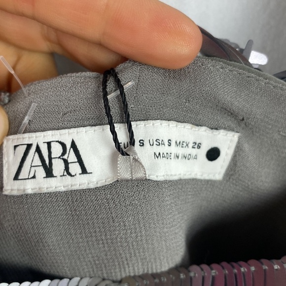 Zara ZW Collection NWT Short Sequinned Dress Silver - Size S - Picture 7 of 15